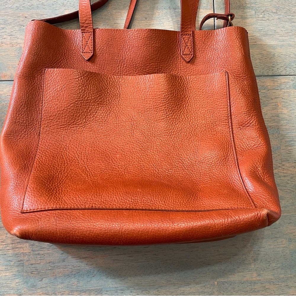 Madewell Medium Transport Tote brown leather crossbody purse bag
